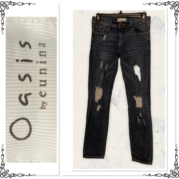 Oasis Denim - Oasis by Eunina Juniors Distressed Skinny Jeans
